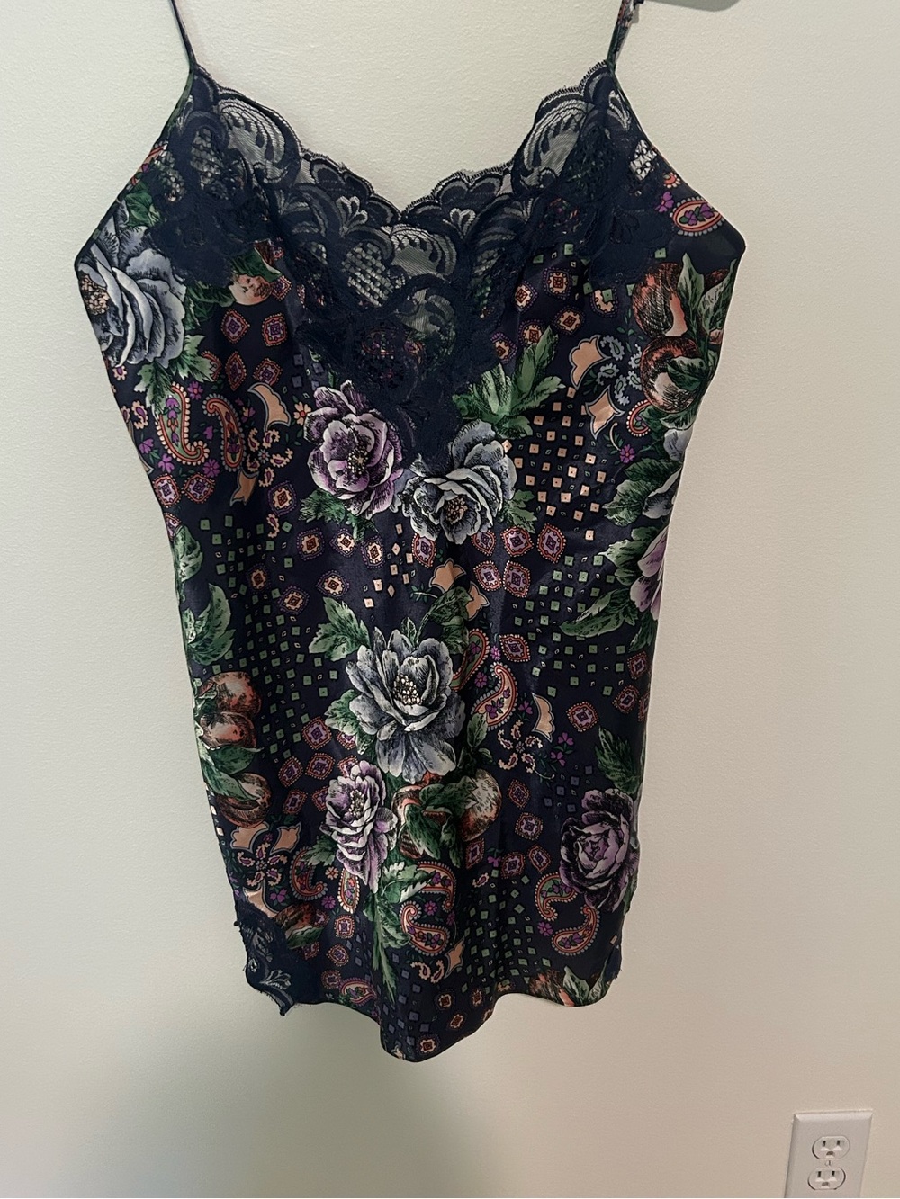 Vintage Victoria's Secret Gold Label Floral and Paisley Print Slip Dress Medium